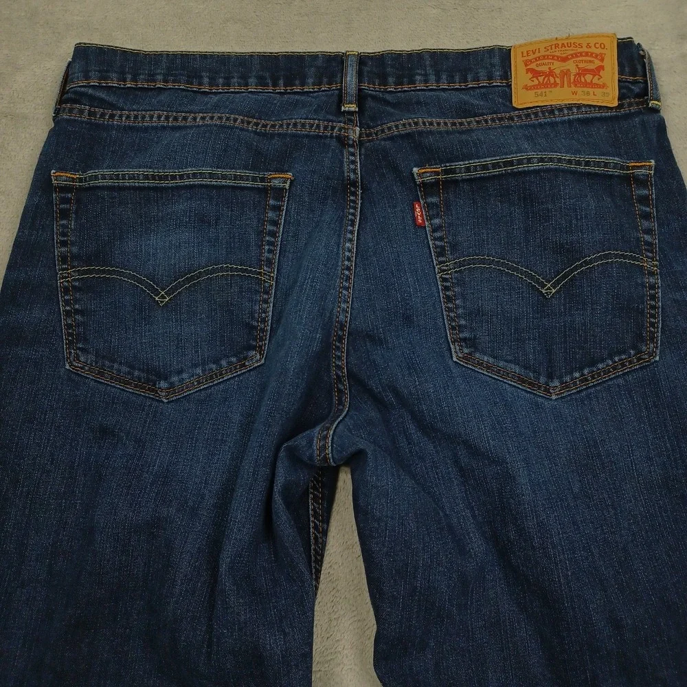 Levis 541 Jeans Mens 36x30 Blue Denim Distressed Athletic Tapered Preppy